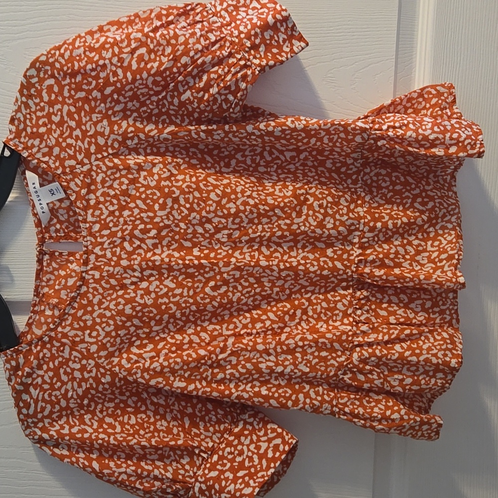 POPSUGAR Orange and White Blouse Size XS
